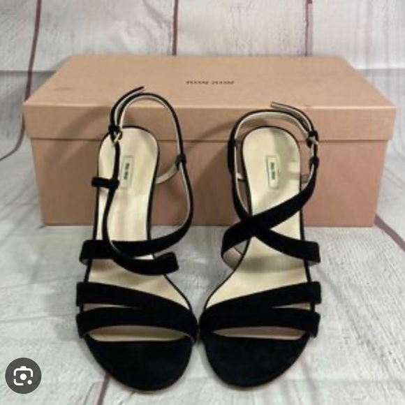 Miu Miu wedge gold heels sandals 38 - Picture 2 of 8